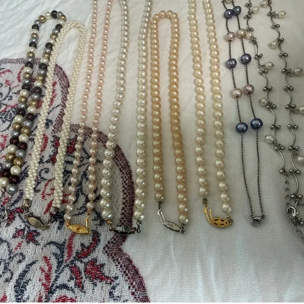 Vintage Faux Pearl Jewelry Lot Marvella Japan Necklaces Earrings Mid Century - Picture 4 of 14